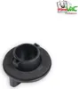 A black filter part for a vacuum cleaner is shown on a white background, with a company logo in the top right corner. Produktbild-Vorschau