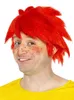 A man wearing a bright red wig and a yellow shirt, with painted freckles and rosy cheeks, smiles at the camera. Náhľad obrázku produktu
