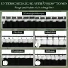 Collage of different curtain hanging options with German text labels. Voir les images du produit