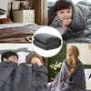 A collage of images showing people using weighted blankets in different settings, including a child, a couple, and a woman. Produktbild-Vorschau