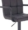 Close-up of a dark gray bar stool armrest and seat. Produktbild-Vorschau