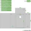 Diagram showing dimensions and features of a grow tent. Podgląd zdjęcia produktu