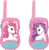 Two pink walkie-talkies with unicorn designs on a white background. Produktbild-Vorschau