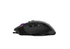A side view of a black gaming mouse with purple accents against a white background. Produktbild-Vorschau