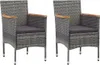 3-tlg. Bistro-Set Poly Rattan und Hartglas Grau Produktbild-Vorschau 3