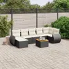 Design 8-tlg. Garten-Sofagarnitur mit Kissen Schwarz Poly Produktbild-Vorschau 1