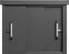 A front view of a dark gray metal storage cabinet with two sliding doors and silver handles. Anteprima dell’immagine prodotto