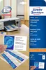 A package of Avery Zweckform business cards is shown, with a printer in the background and a hand holding a sample card. Anteprima dell’immagine prodotto