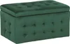 A green velvet ottoman with tufted upholstery. Produktbild-Vorschau