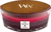 A three-layered scented candle in a glass jar with a wooden lid. Produktbild-Vorschau