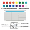 A white sideboard with LED lighting and a display of color options, along with accessories like an LED strip, remote control, and USB interface. Anteprima dell’immagine prodotto