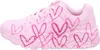 A side view of a pink Skechers sneaker with a heart pattern. Náhľad obrázku produktu