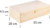 A light brown wooden box with a gold latch, shown from a slight angle with dimensions indicated by measurement lines and text. Produktbild-Vorschau