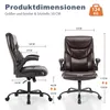 A size chart for a brown office chair, showing dimensions in centimeters. Produktbild-Vorschau