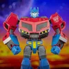 A close-up, front-facing shot of an Optimus Prime action figure against a blurred, colorful background. Anteprima dell’immagine prodotto