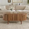Tavolino ovale Merax in MDF con gambe in legno massello, Anteprima dell’immagine prodotto 4