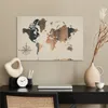MuchoWow® Poster Weltkarte - Holzbrett - Windrose 90x60 cm Produktbild-Vorschau 3