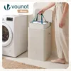VOUNOT® Wäschekorb 90L, Wäschesammler mit Deckel  Beige Produktbild-Vorschau 5