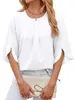 ASKSA Chemise Femme Manches 3/4 Plissées Col rond Voir les images du produit 1