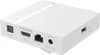 The back view of a white streaming player with various ports and labels. Produktbild-Vorschau