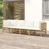 vidaXL 4-tlg. Garten-Lounge-Set mit Cremeweißen Kissen Produktbild-Vorschau 2
