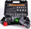 A cordless drill and its accessories are neatly arranged in a black carrying case. Náhľad obrázku produktu
