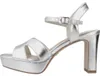 Tamaris Damen Sandalette Gold Silber Metallic Optik Karree Produktbild-Vorschau 2