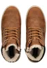 A top-down view of a pair of brown, fur-lined boots. Produktbild-Vorschau
