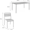 A diagram showing the dimensions of a table and a chair. Produktbild-Vorschau