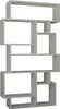 A modern, white, modular bookshelf unit against a white background. Produktbild-Vorschau