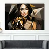 Frau mit Hund modern Wandbild Leinwandbild Kunstdruck XL Produktbild-Vorschau 2