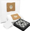 A collection of vacuum cleaner bags and a filter are arranged on a white background. Produktbild-Vorschau