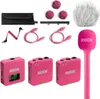 A collection of pink wireless microphones and accessories laid out on a white background. Náhľad obrázku produktu