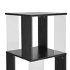 A close-up view of a black wooden shelf unit with clear acrylic sides. Produktbild-Vorschau