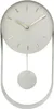 A minimalist pendulum clock with a round face and a U-shaped frame. Voir les images du produit