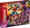 The image shows the packaging of a LEGO Ninjago set, featuring a large blue and gold mech robot in action with smaller figures and vehicles. Voir les images du produit