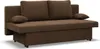 A brown sofa with two large back cushions and two smaller throw pillows, shown against a white background. Produktbild-Vorschau