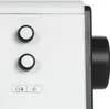 A close-up view of the control panel of a white sewing machine, showing two circular knobs and a rectangular button panel. Produktbild-Vorschau