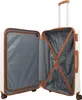 An open white suitcase with brown trim and straps, shown against a white background. Produktbild-Vorschau