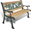 A garden bench with a wooden seat and cast iron legs decorated with animal motifs. Produktbild-Vorschau