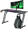 A gaming desk setup with a monitor, keyboard, mouse, headphones, and computer tower. Náhled obrázku produktu