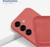 A close-up view of a red phone case, showing the camera cutout and the interior texture. Produktbild-Vorschau
