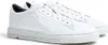 A pair of white leather sneakers on a white background. Voir les images du produit