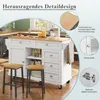 A kitchen island cart with stools in a kitchen setting, with close-up insets highlighting product features. Anteprima dell’immagine prodotto