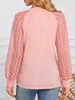 ASKSA Damen T-Shirt Rundhals Plissee Spitze LangarmShirts Produktbild-Vorschau 4