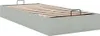 A light gray ottoman bed frame with a wooden slatted base is shown from a diagonal angle against a white background. Produktbild-Vorschau