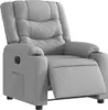 A light gray fabric recliner chair is shown from the front-left angle against a white background. The chair has a padded backrest with diamond stitching, padded armrests, and a footrest that is partially extended. Produktbild-Vorschau