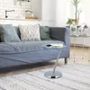 Relaxdays Kaffeetisch Glas u. Chrom, runder Beistelltisch Produktbild-Vorschau 2