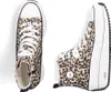 A pair of leopard print high-top sneakers shown from a top-down and side view. Produktbild-Vorschau