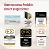 A collage of awards and certifications for Manduca products. Produktbild-Vorschau